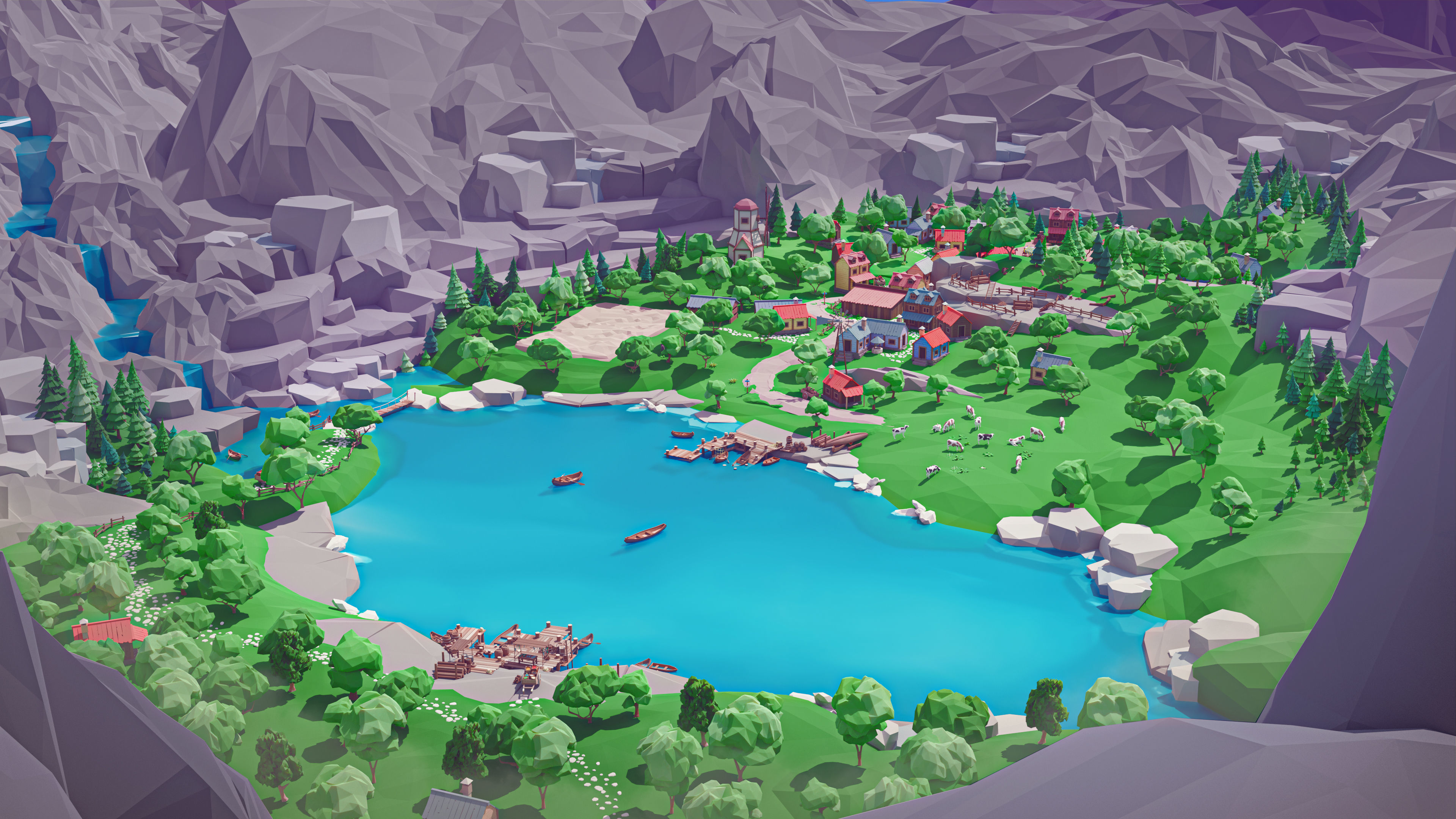 Village Low-poly 3D model_13