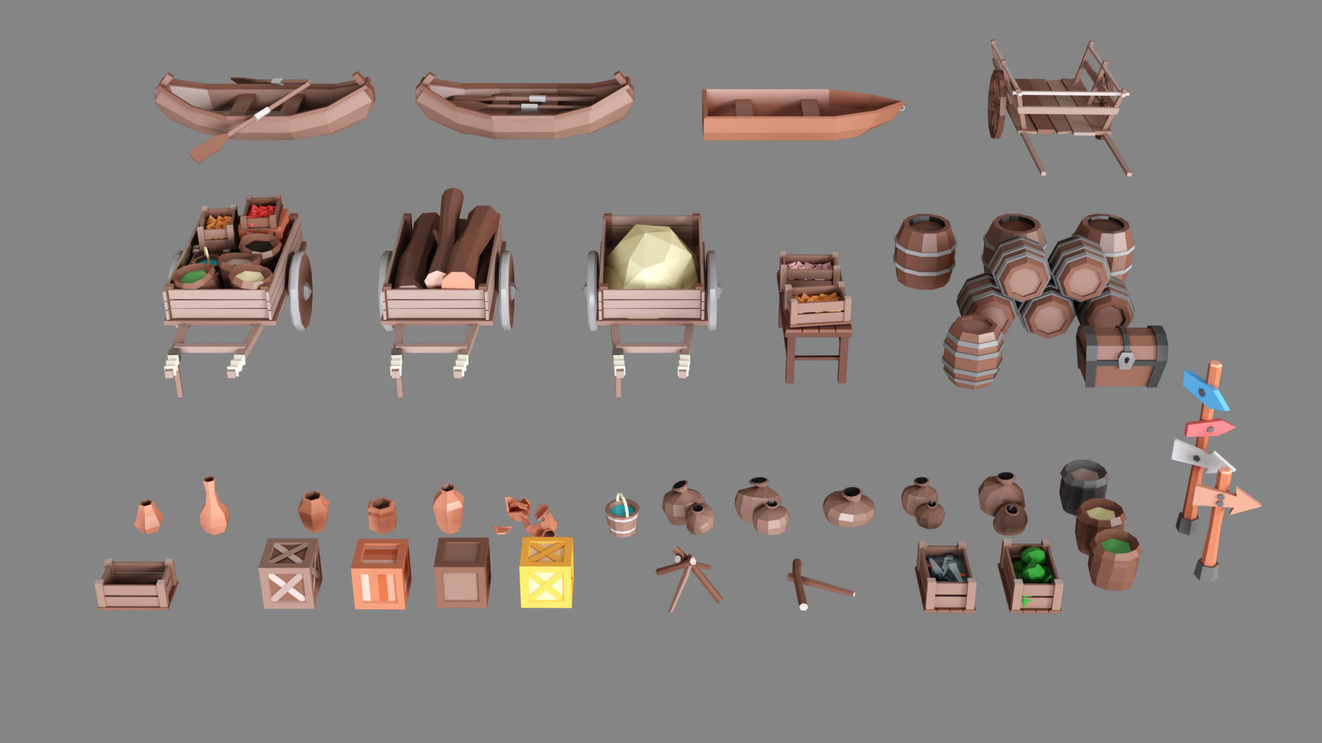 Village Low-poly 3D model_29