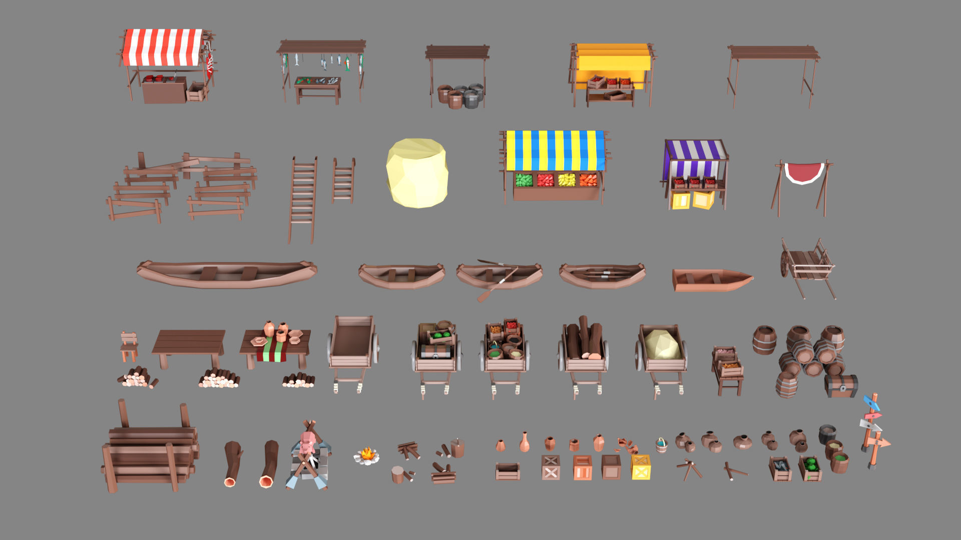 Village Low-poly 3D model_26