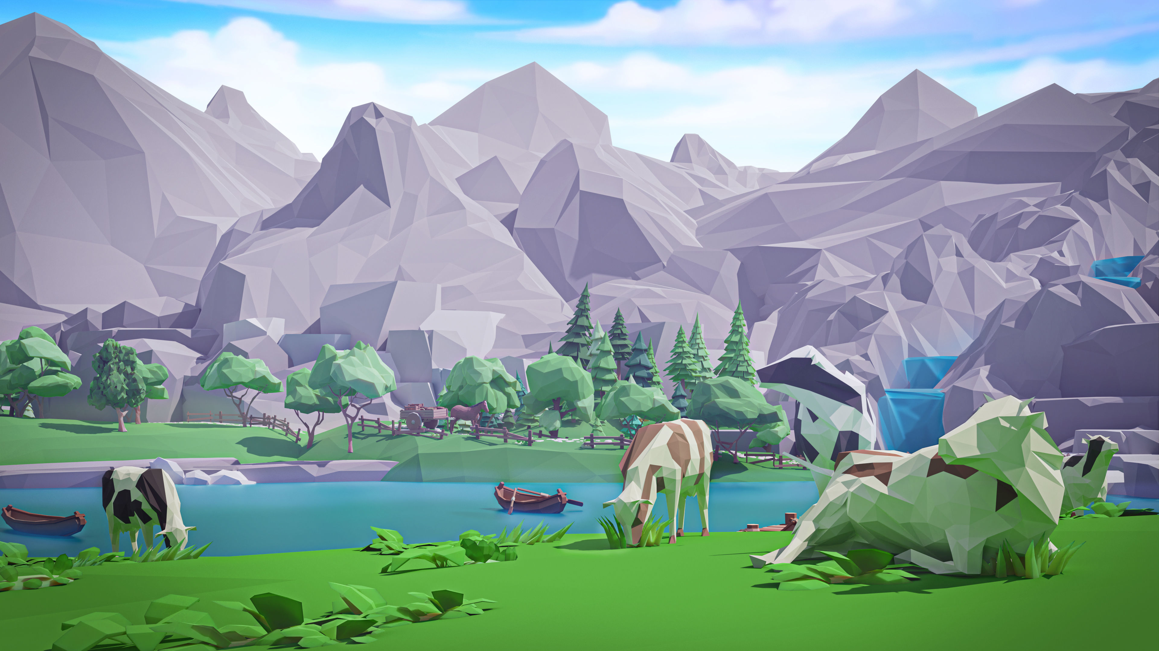 Village Low-poly 3D model_15