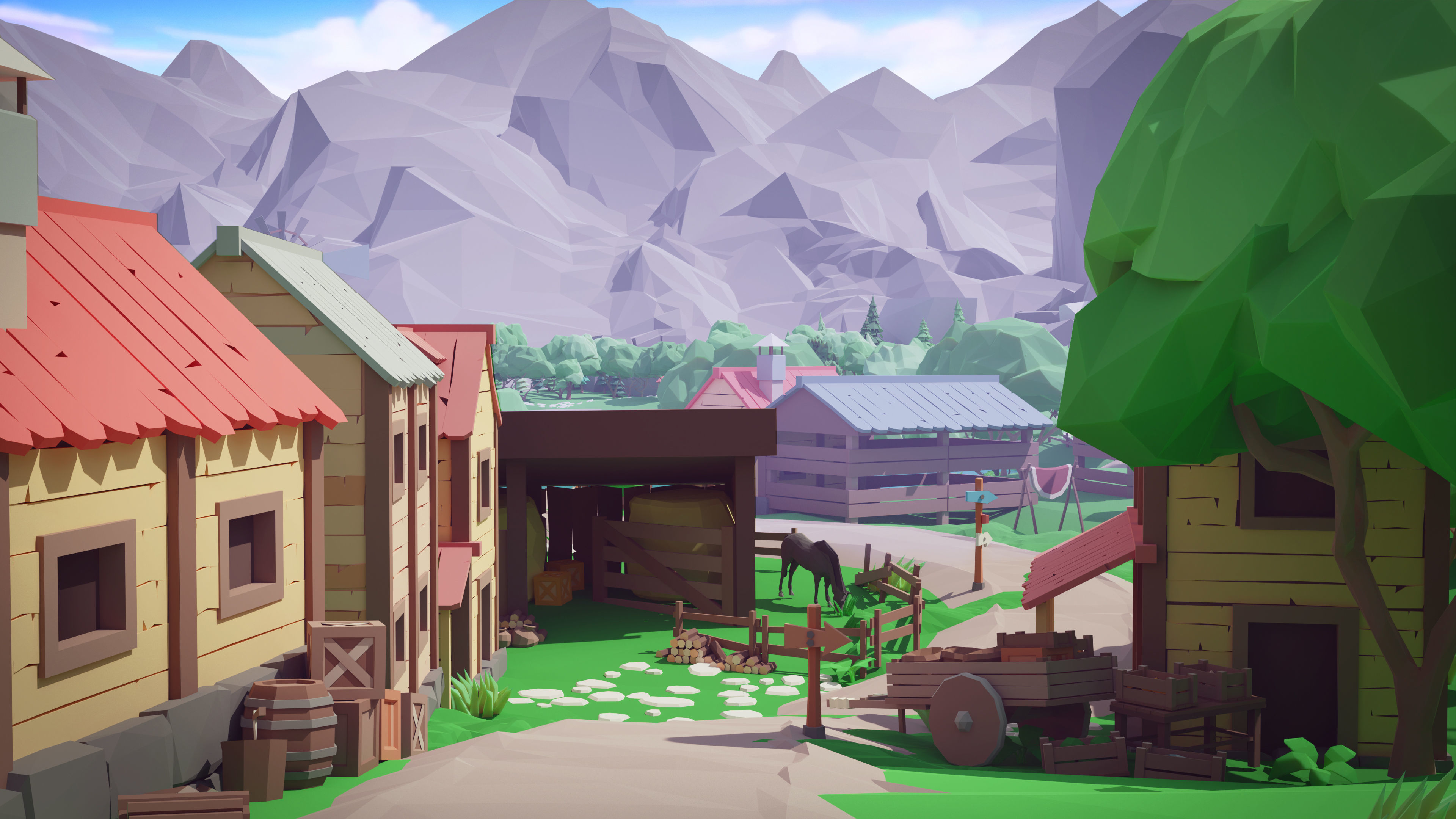 Village Low-poly 3D model_18