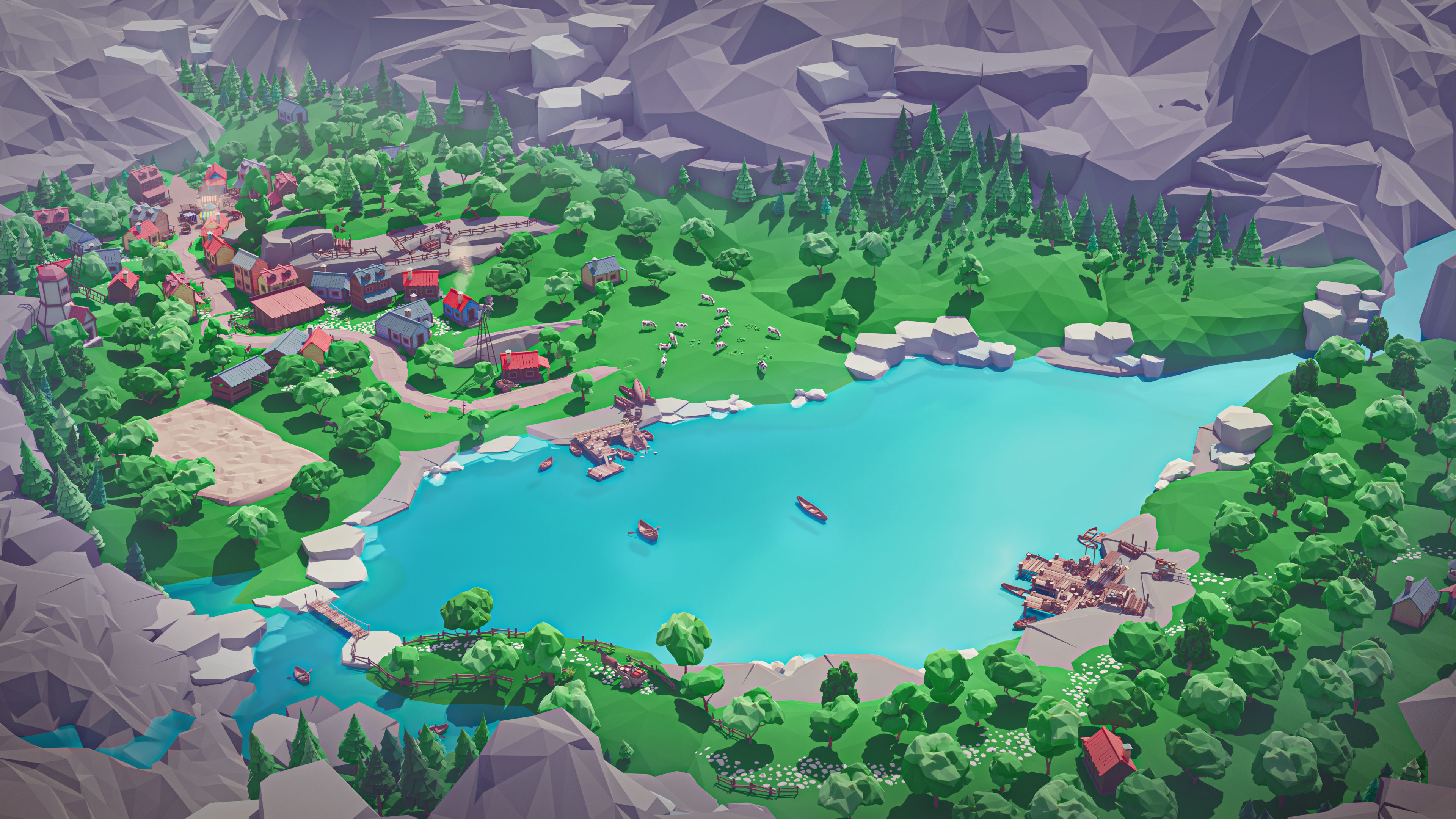 Village Low-poly 3D model_12
