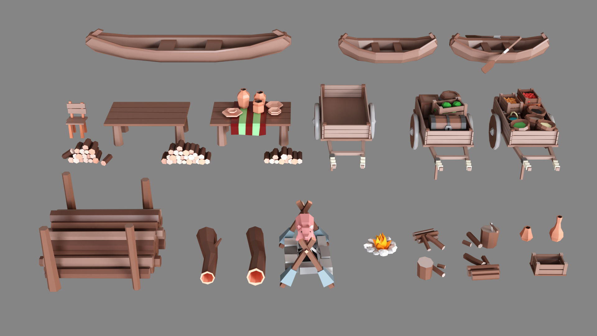 Village Low-poly 3D model_28