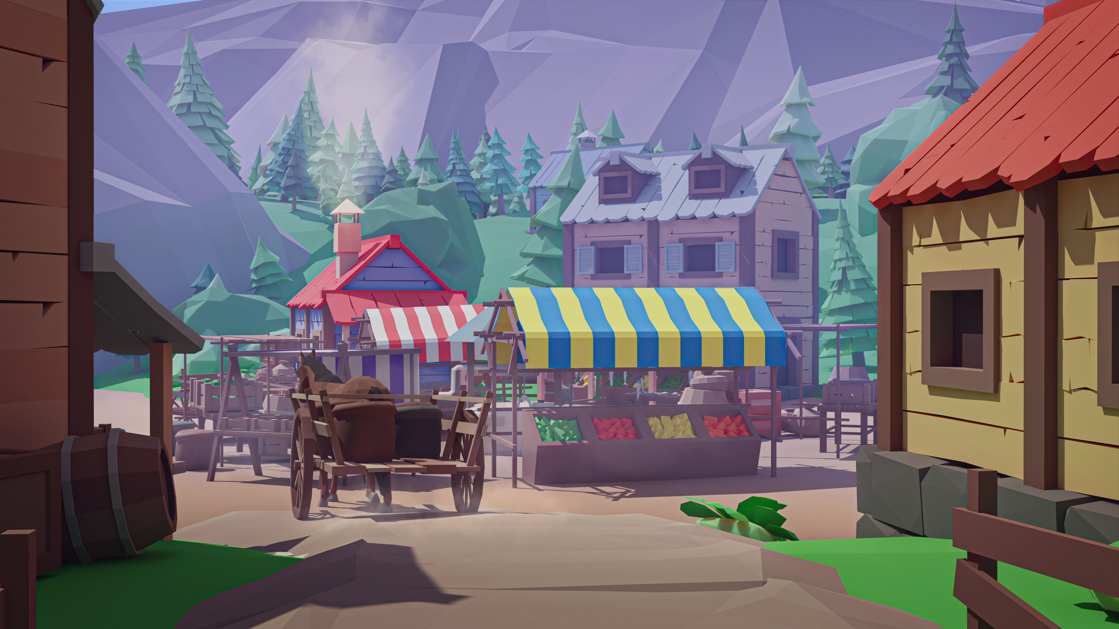 Village Low-poly 3D model_8