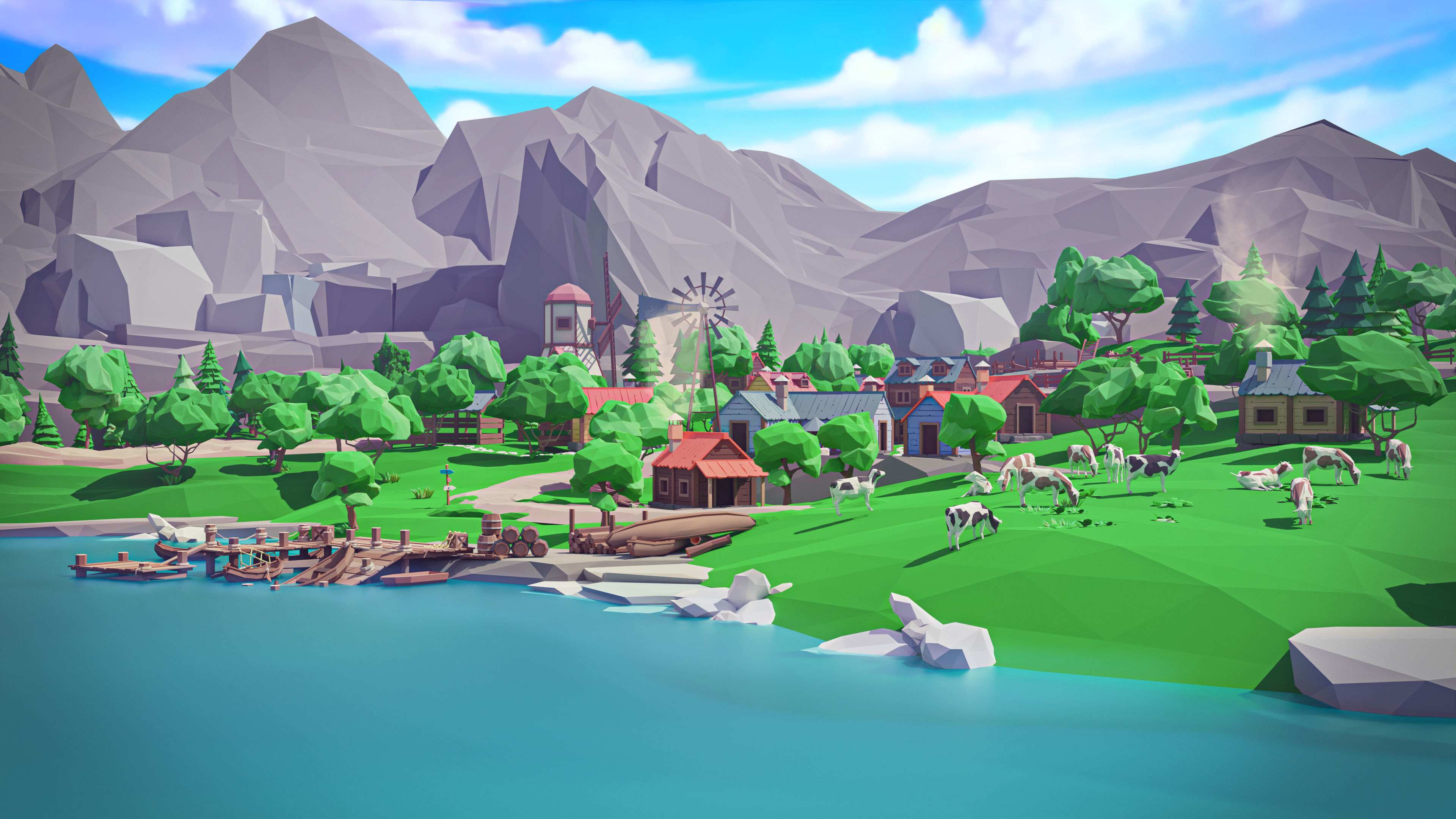 Village Low-poly 3D model_17