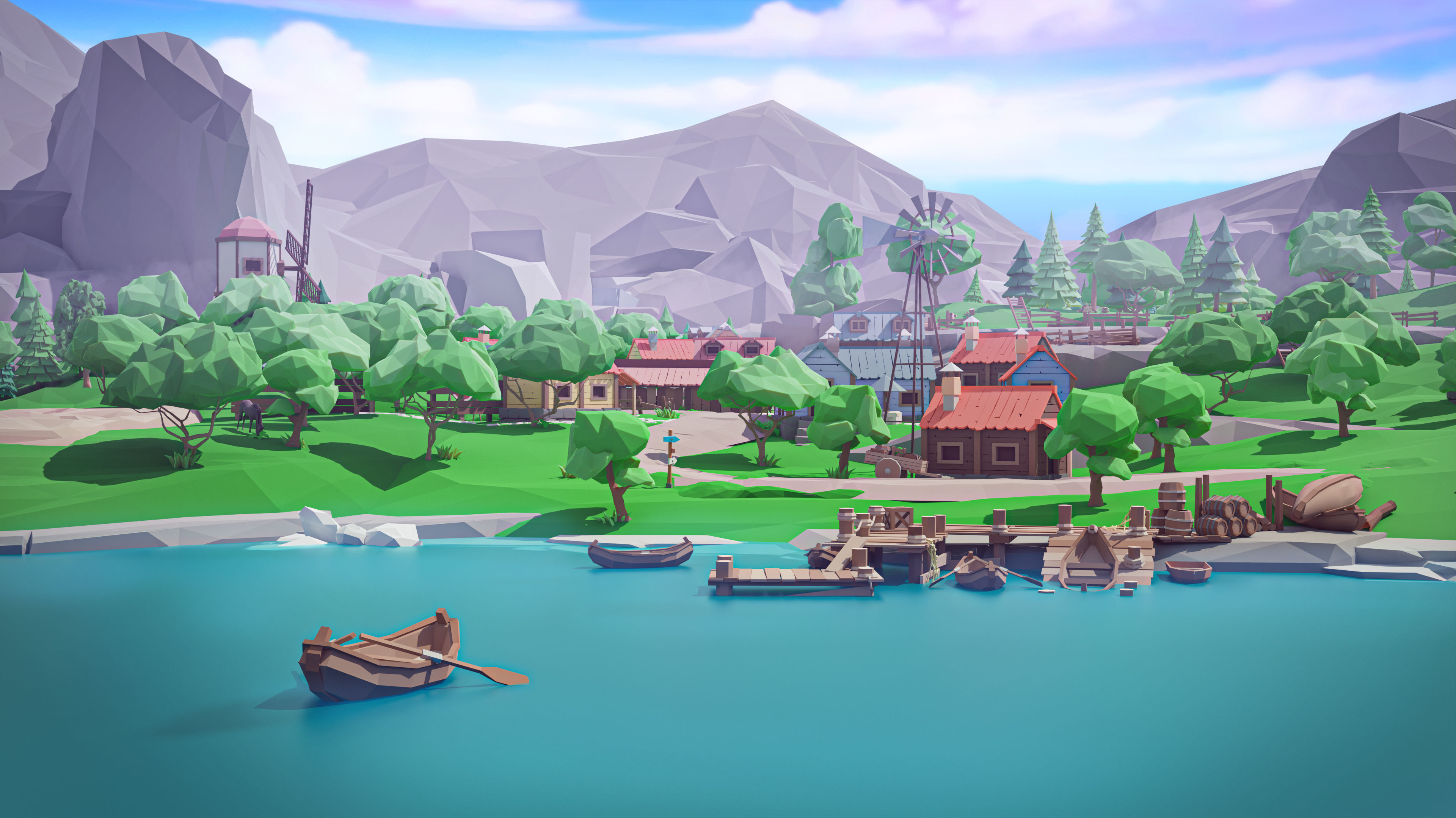Village Low-poly 3D model_19