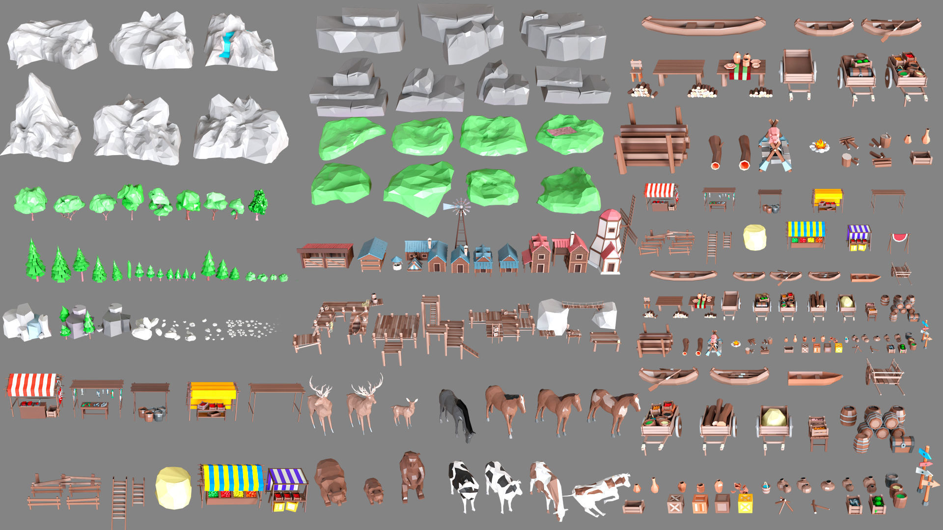 Village Low-poly 3D model_3