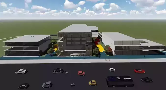 CULTURAL CENTER -compelete revit project -P6 3D model