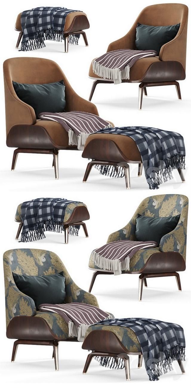 Sofa and Armchair Collection Low-poly 3D model_1