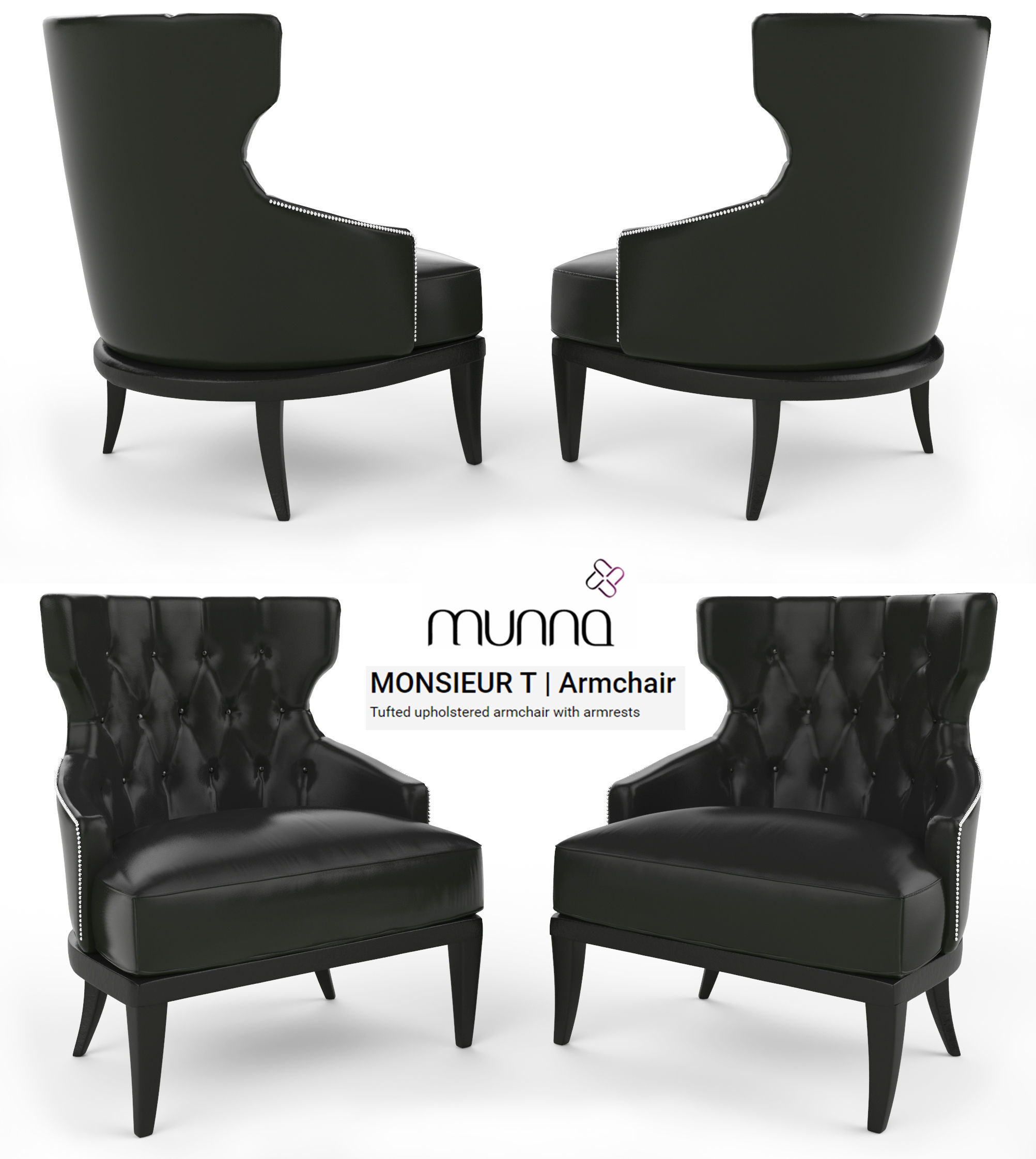 Sofa and Armchair Collection Low-poly 3D model_22