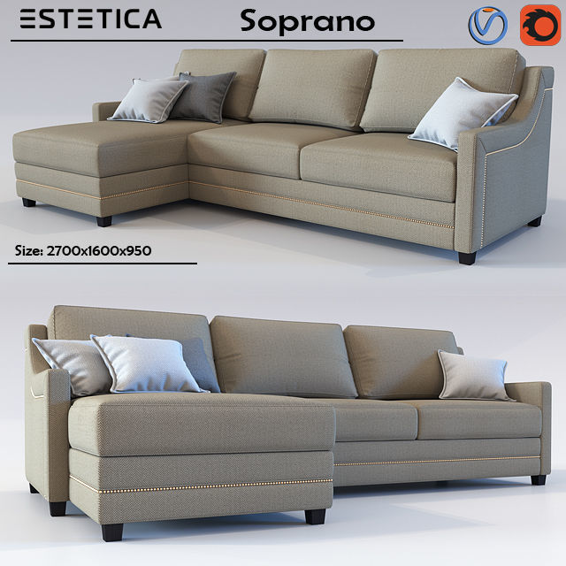 Sofa and Armchair Collection Low-poly 3D model_10