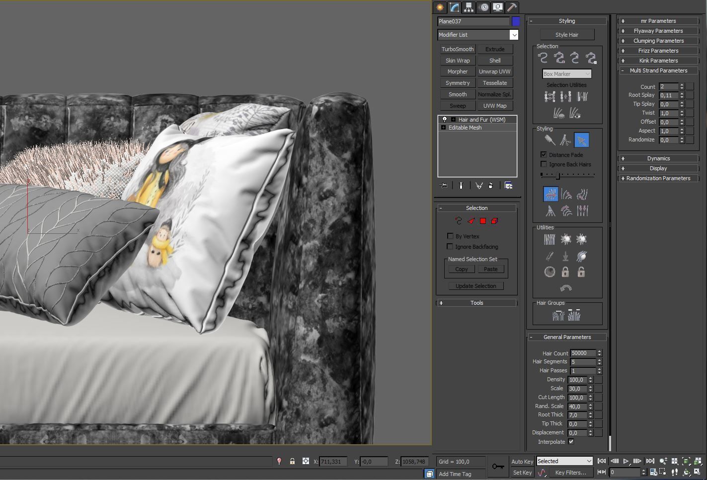 Sofa and Armchair Collection Low-poly 3D model_5