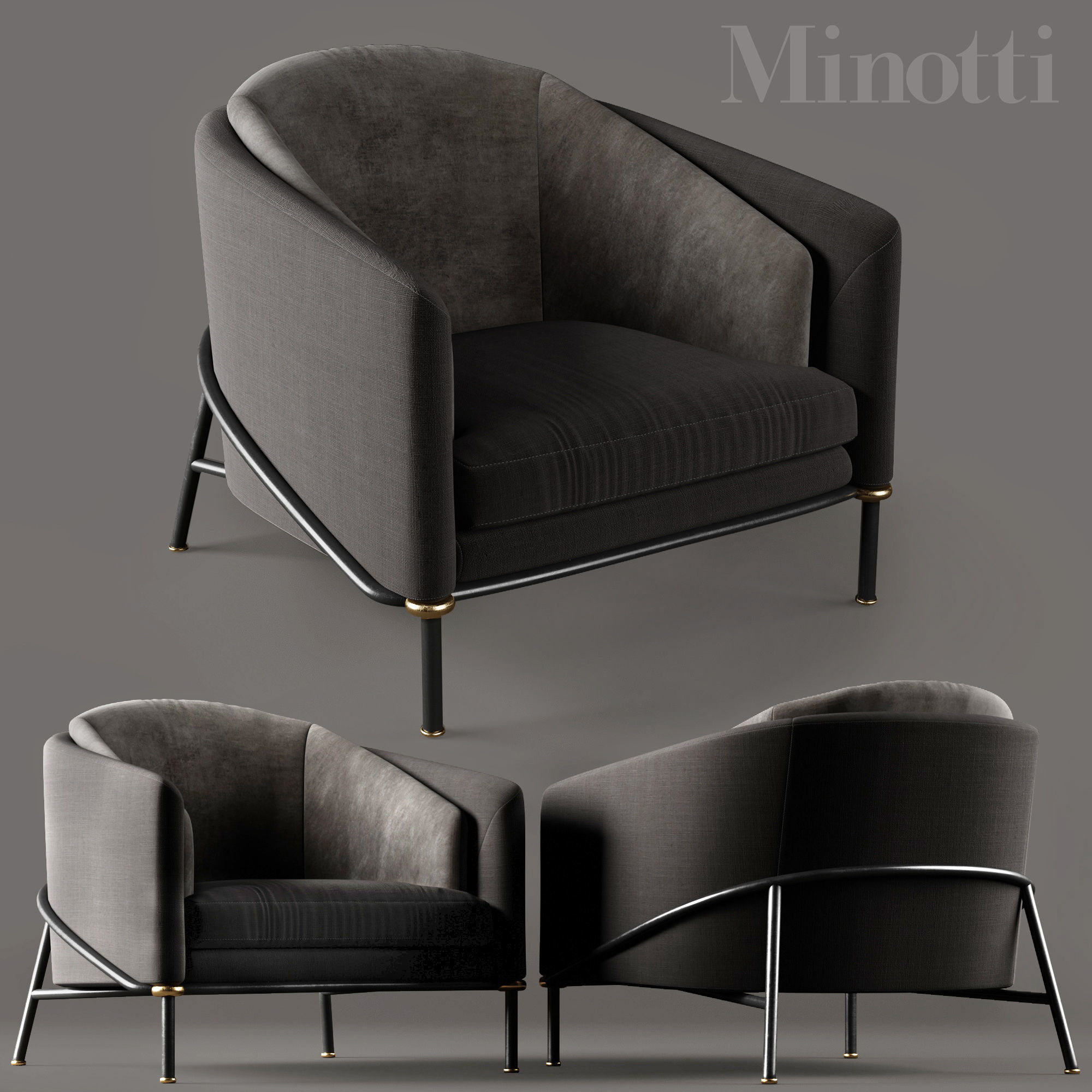 Sofa and Armchair Collection Low-poly 3D model_20