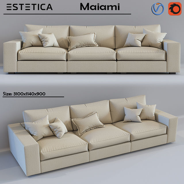 Sofa and Armchair Collection Low-poly 3D model_14