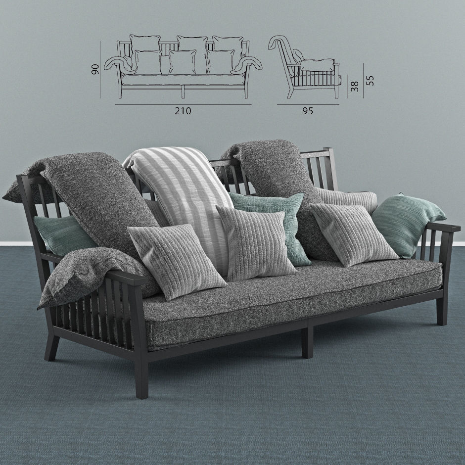 Sofa and Armchair Collection Low-poly 3D model_13