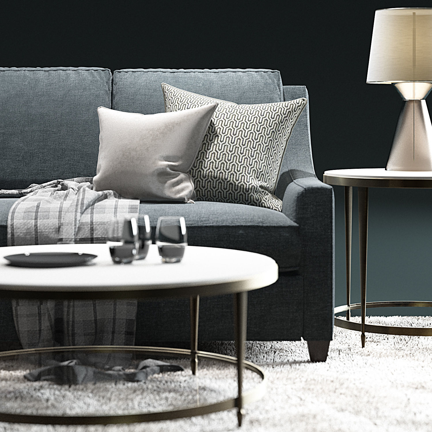 Sofa and Armchair Collection Low-poly 3D model_16