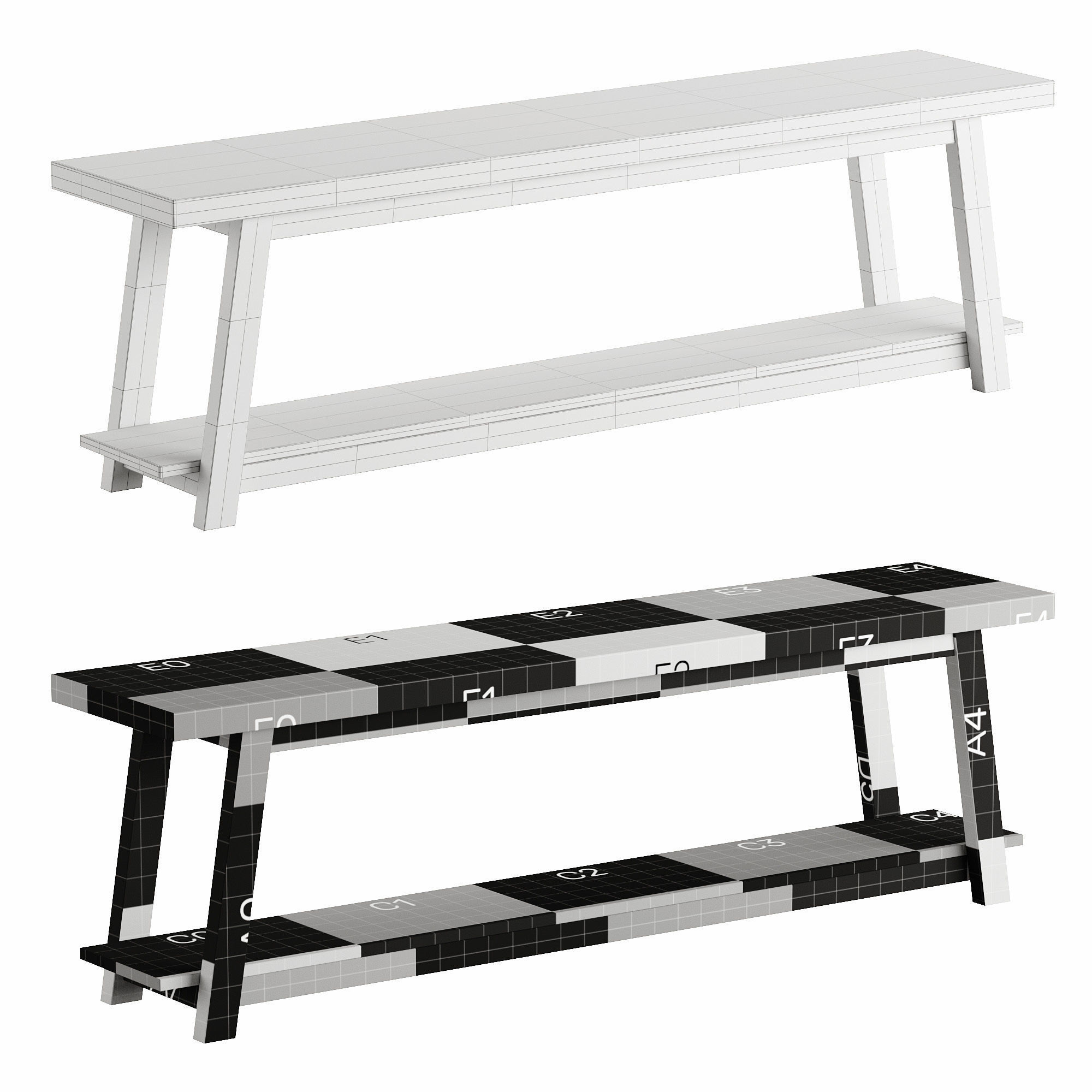 Safara bench 150cm Low-poly 3D model_4