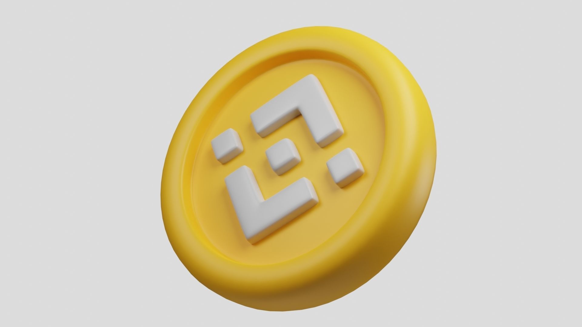 Binance or BNB Gold Crypto Coin with cartoon style 3D model_1