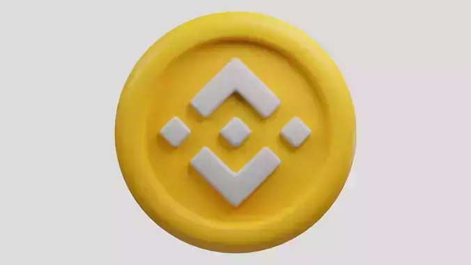Binance or BNB Gold Crypto Coin with cartoon style 3D model