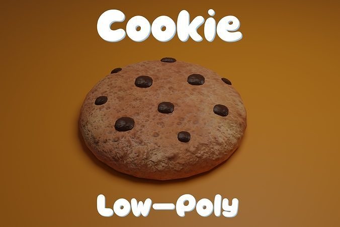 Cookie LowPoly 3D chocolate chip Low-poly 3D model