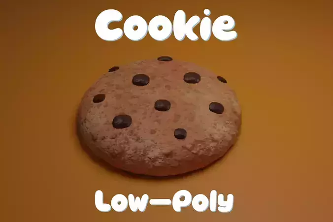 Cookie LowPoly 3D chocolate chip Low-poly 3D model