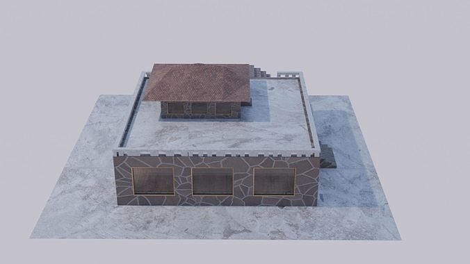 summerhouse house with stairs and roof Low-poly 3D model