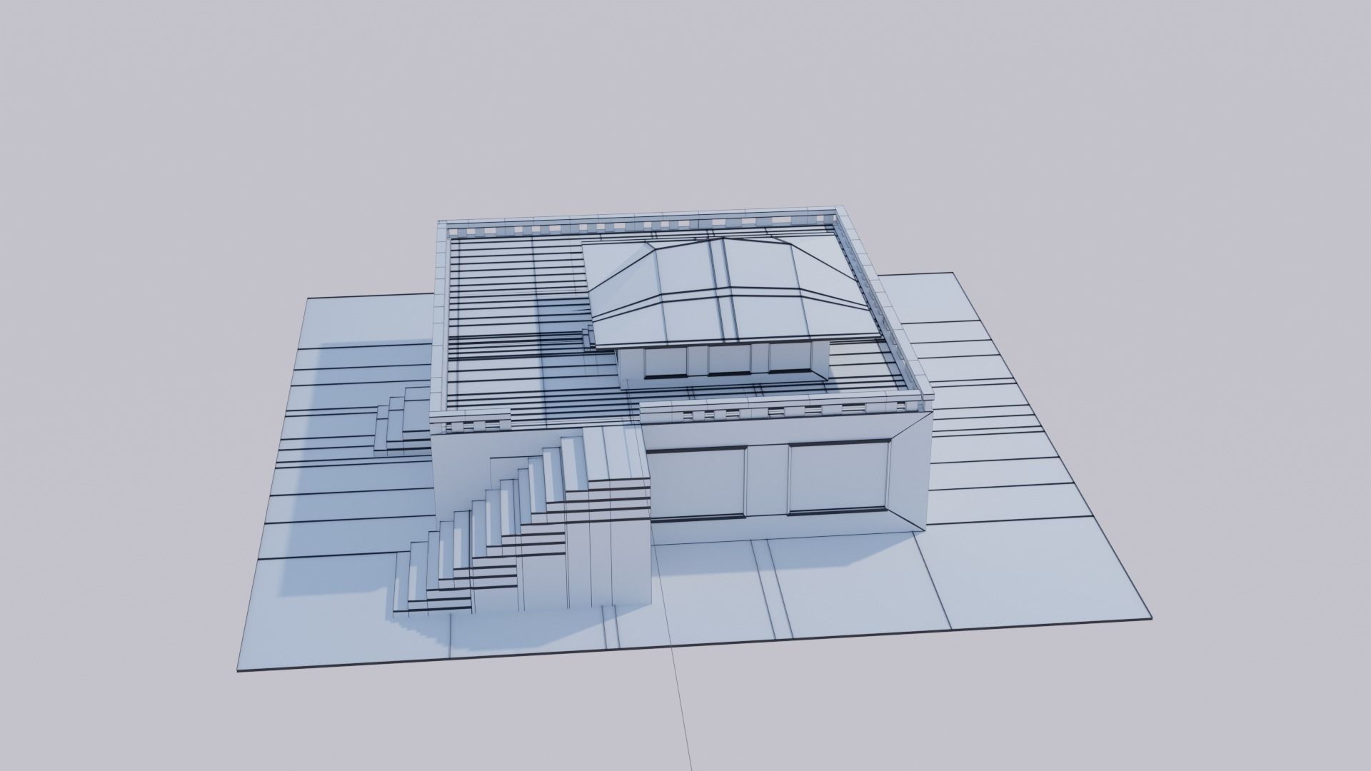 summerhouse house with stairs and roof Low-poly 3D model_8