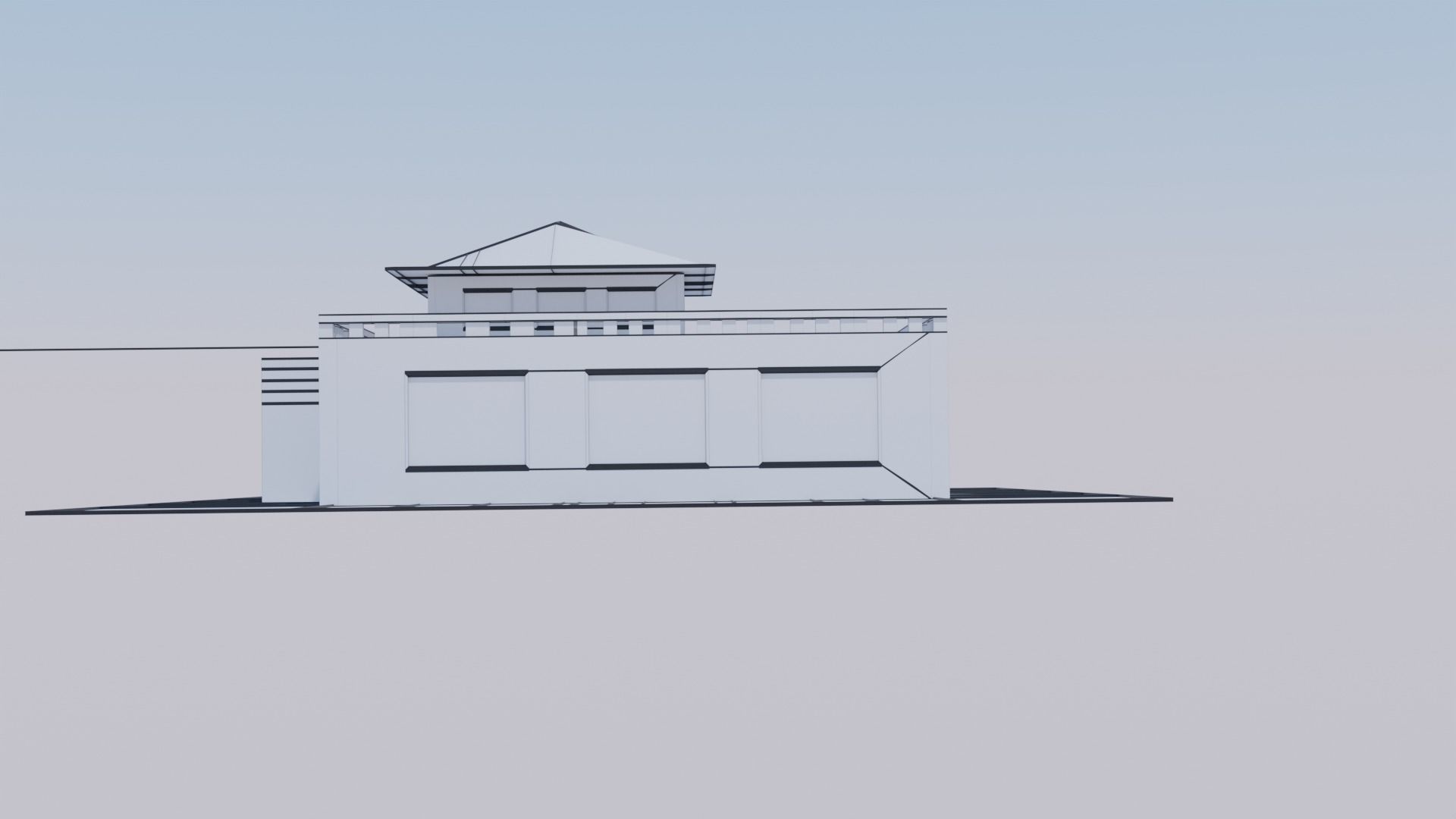 summerhouse house with stairs and roof Low-poly 3D model_9
