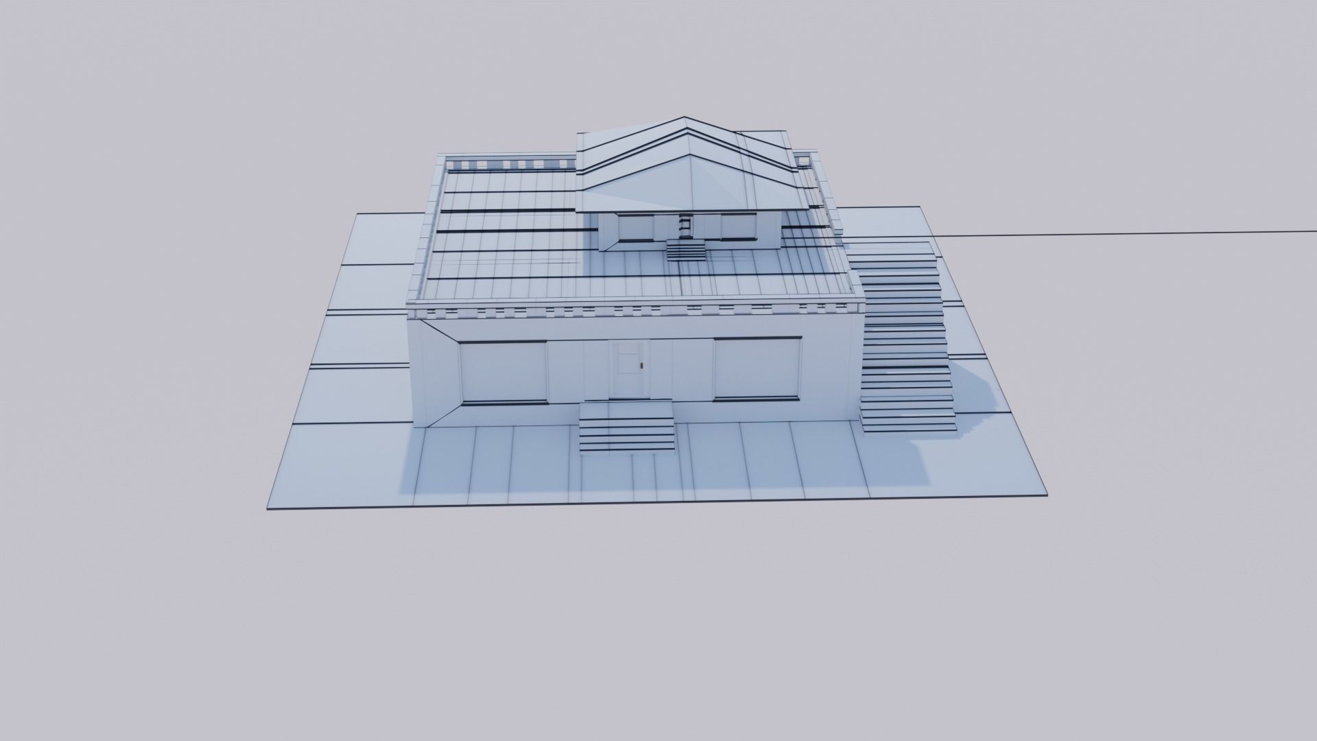 summerhouse house with stairs and roof Low-poly 3D model_15