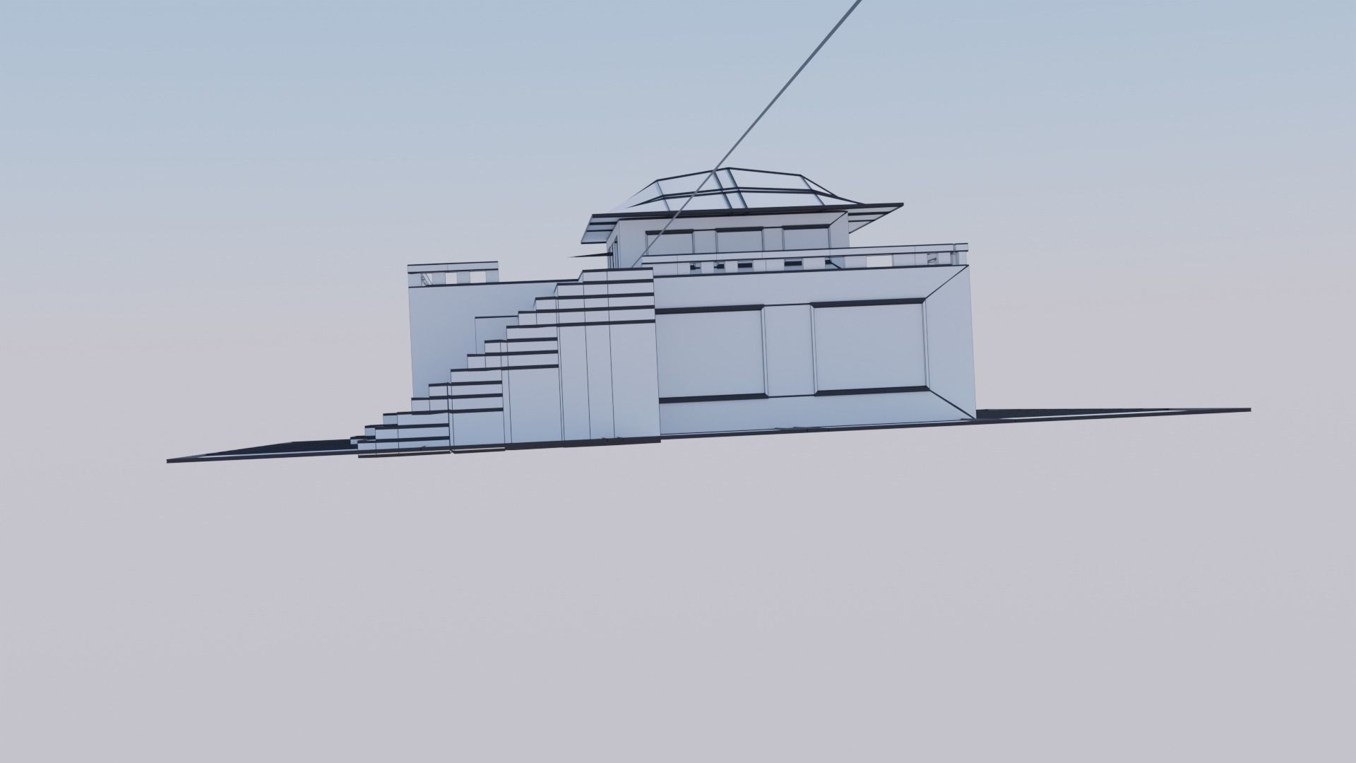 summerhouse house with stairs and roof Low-poly 3D model_14