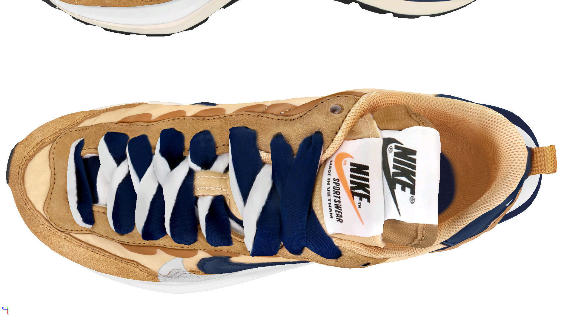 Sacai x nike vapor Waffle sesame and blue Void 3D model_3