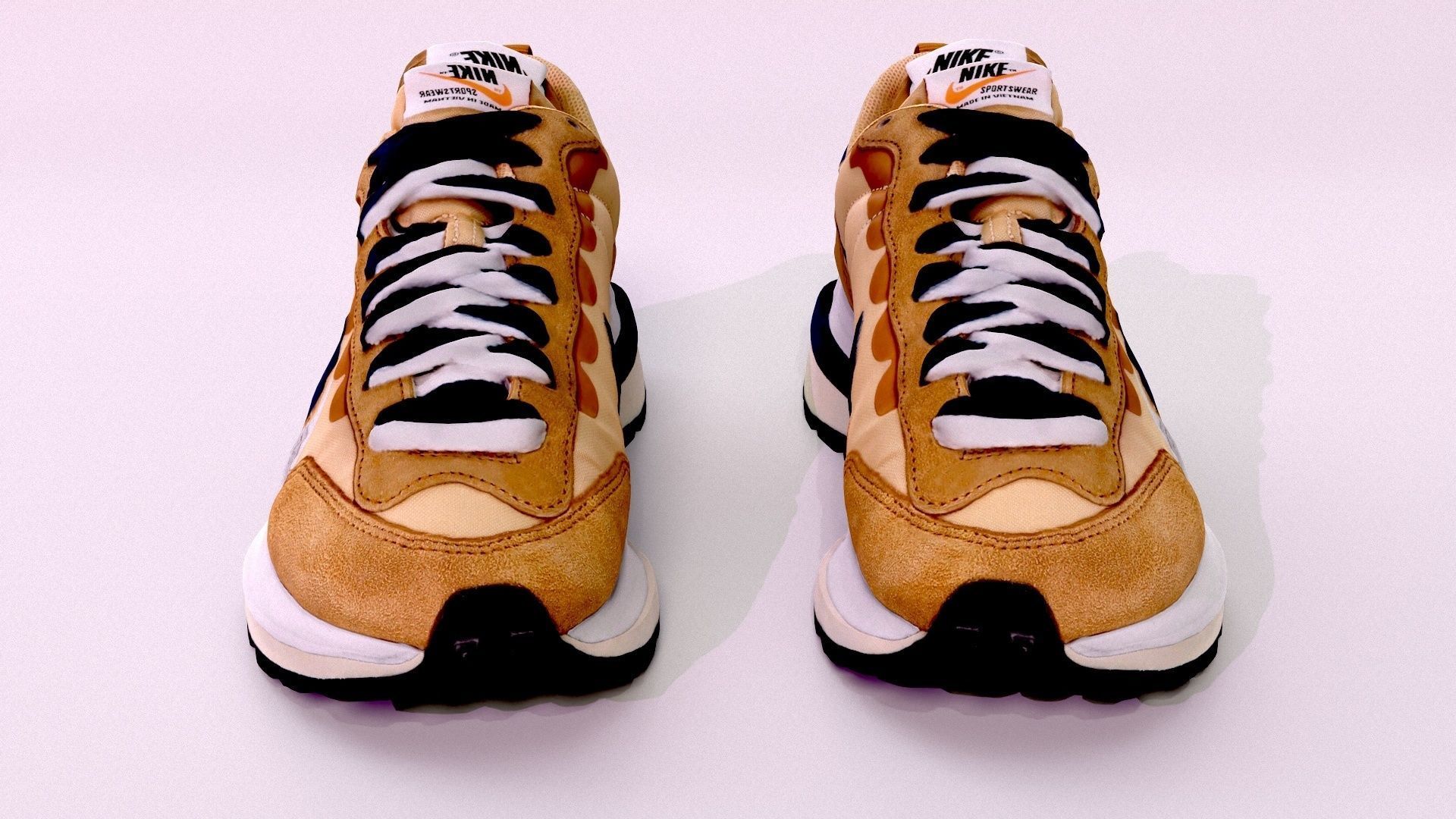 Sacai x nike vapor Waffle sesame and blue Void 3D model_5