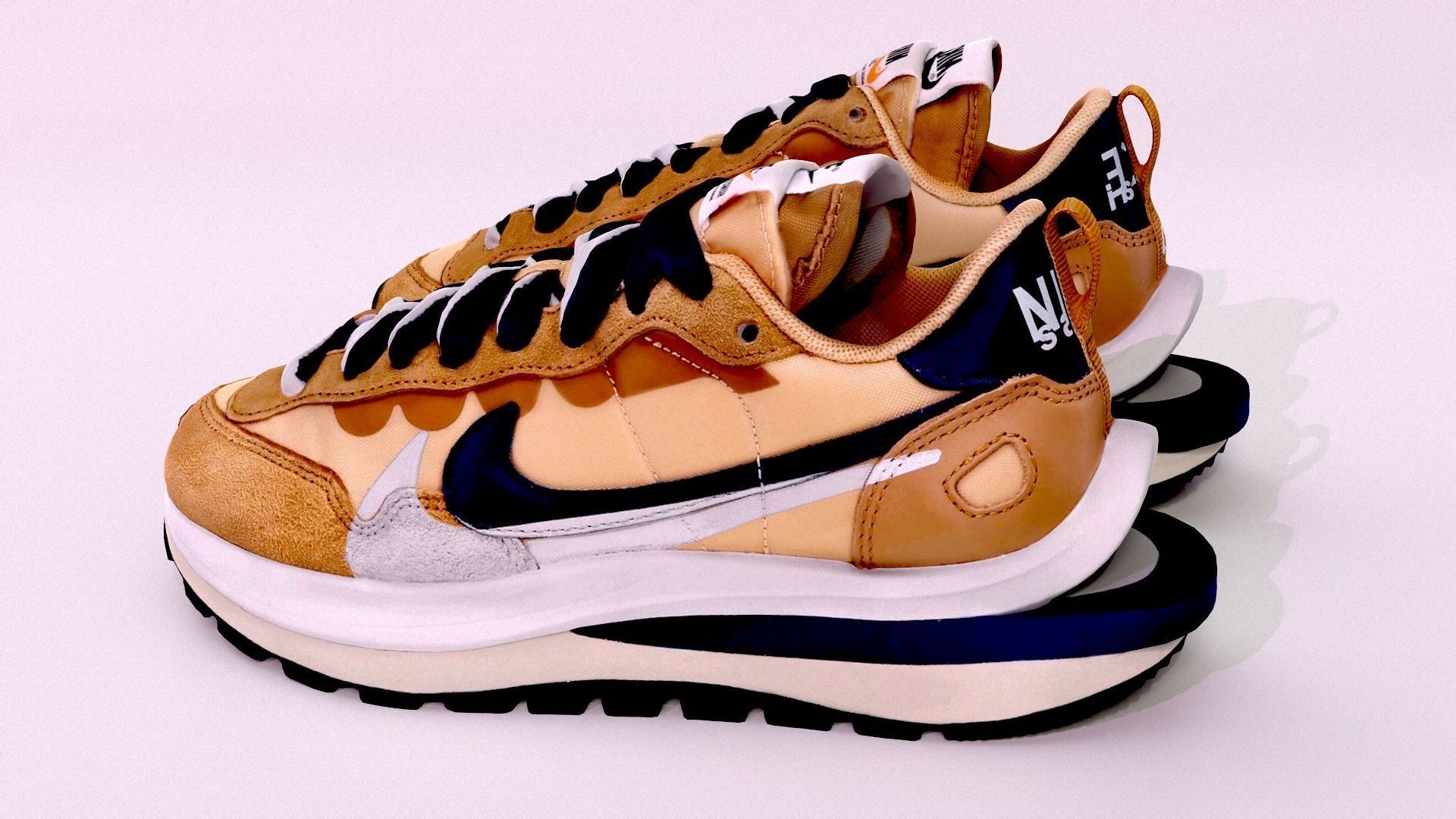 Sacai x nike vapor Waffle sesame and blue Void 3D model_11