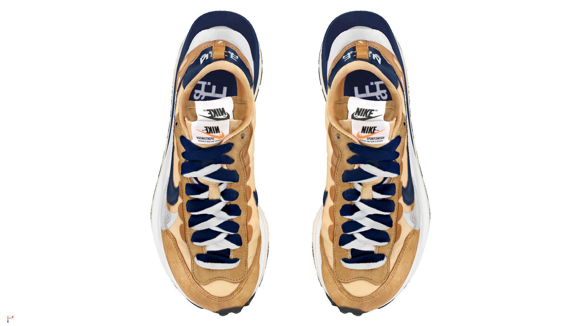 Sacai x nike vapor Waffle sesame and blue Void 3D model_4