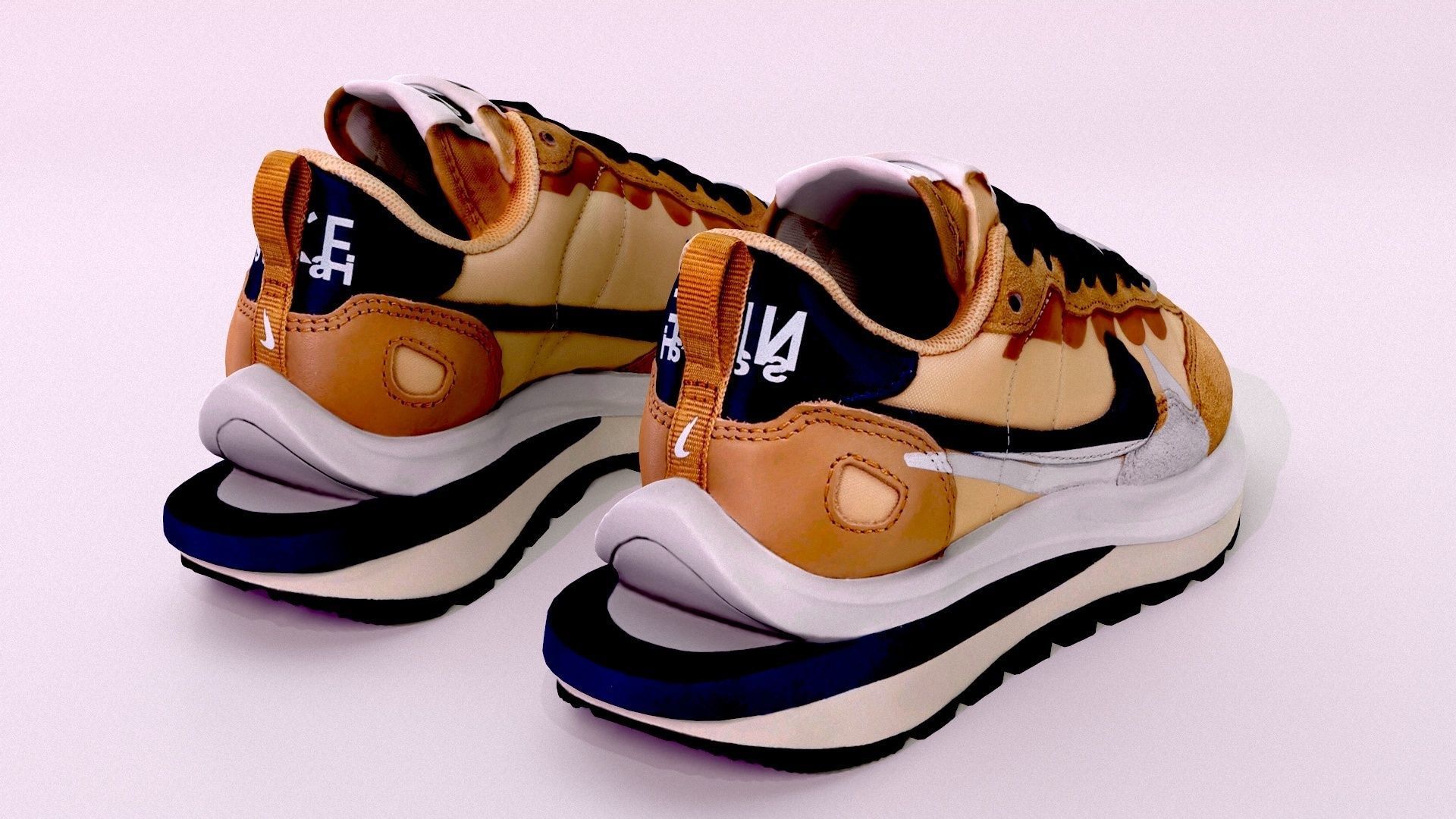 Sacai x nike vapor Waffle sesame and blue Void 3D model_8
