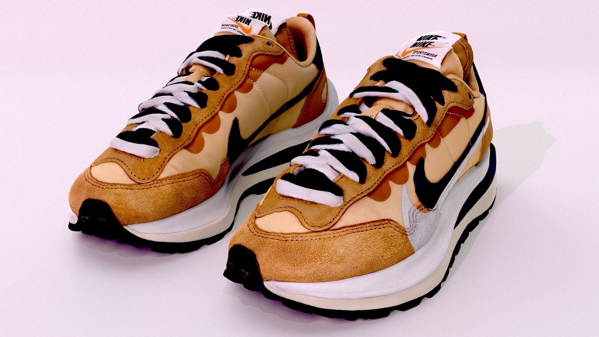 Sacai x nike vapor Waffle sesame and blue Void 3D model_13