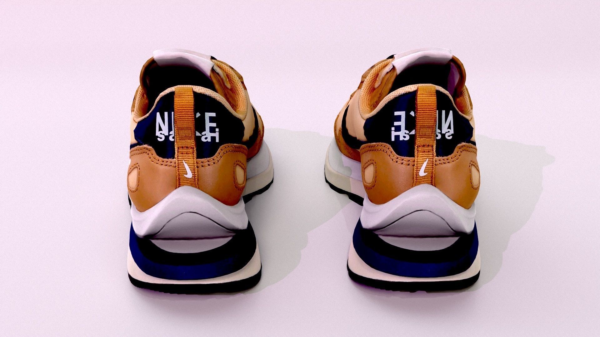 Sacai x nike vapor Waffle sesame and blue Void 3D model_9