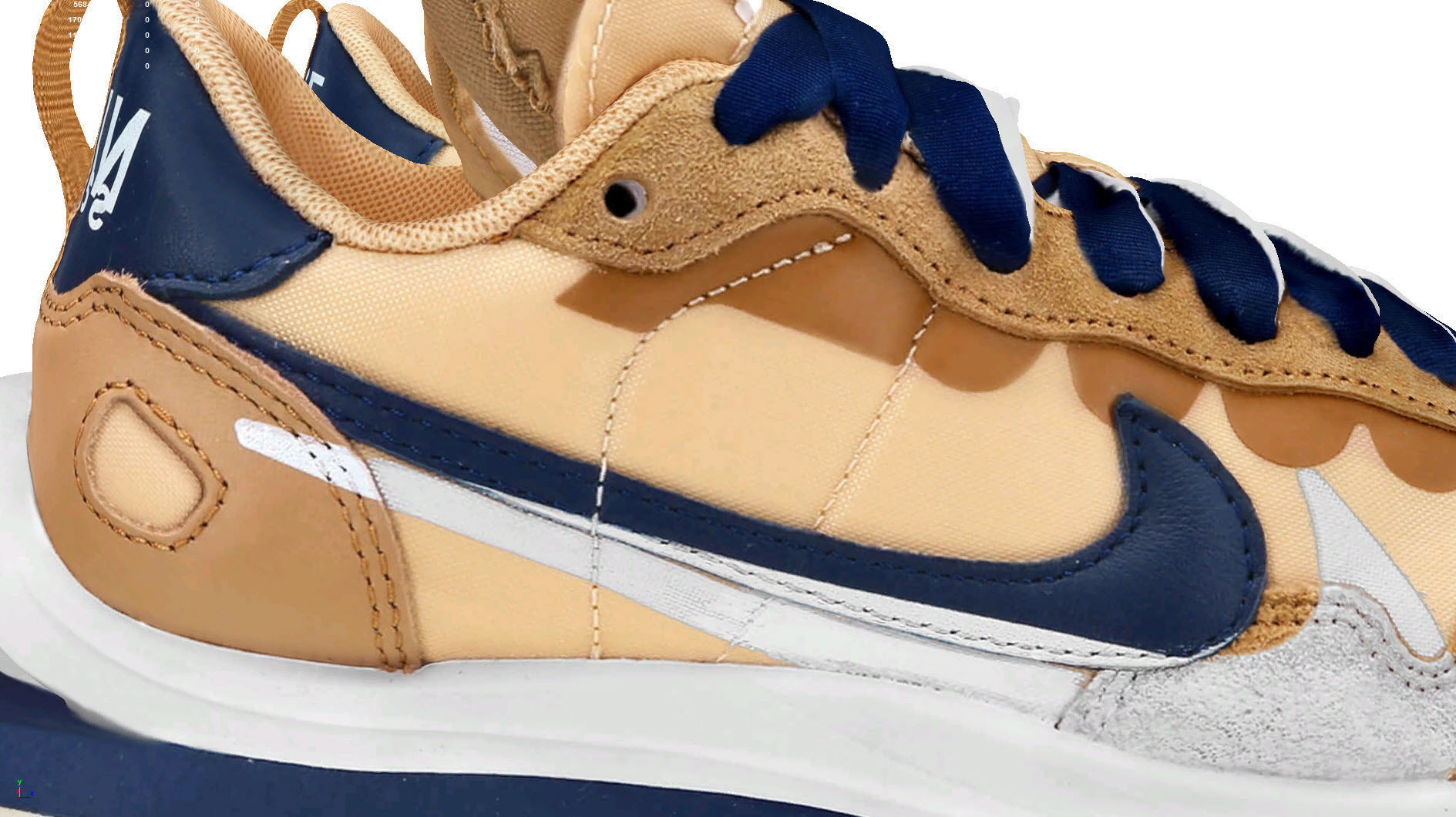 Sacai x nike vapor Waffle sesame and blue Void 3D model_1