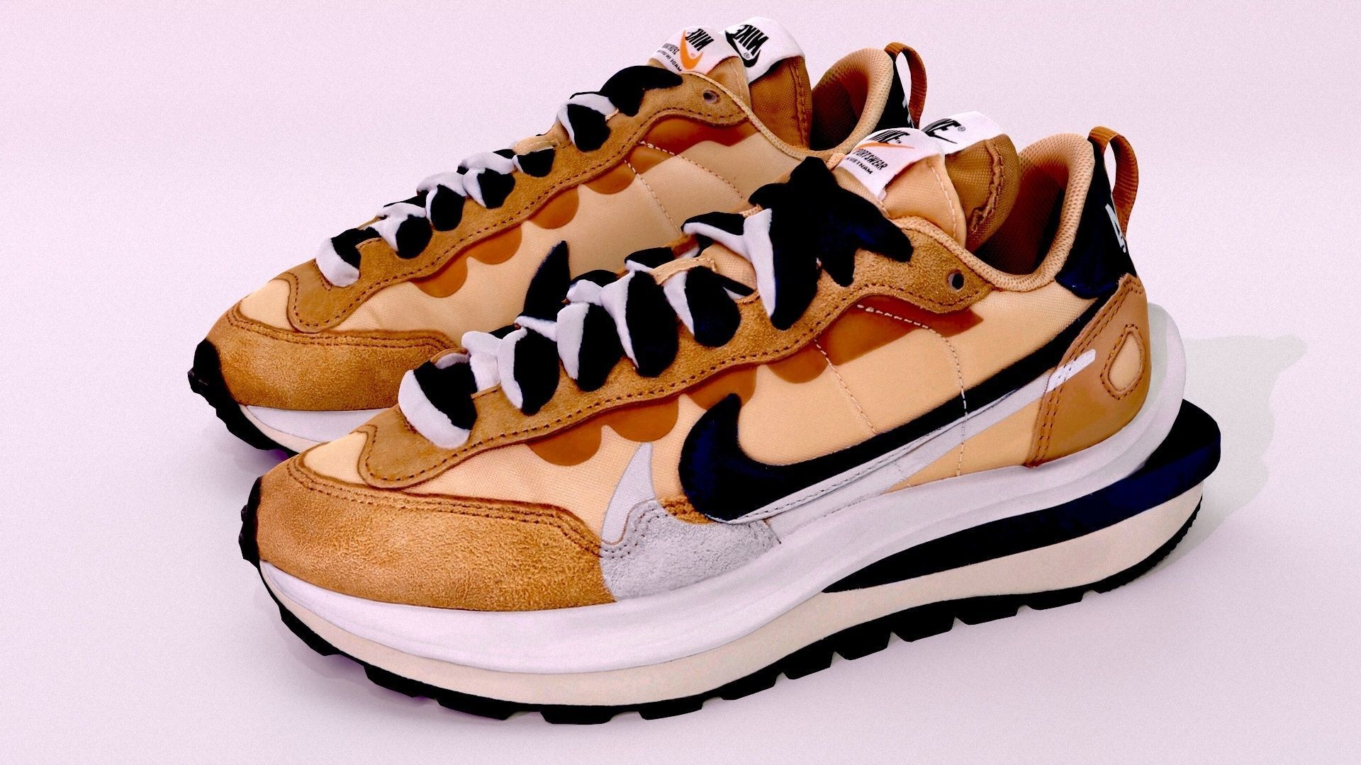 Sacai x nike vapor Waffle sesame and blue Void 3D model_12