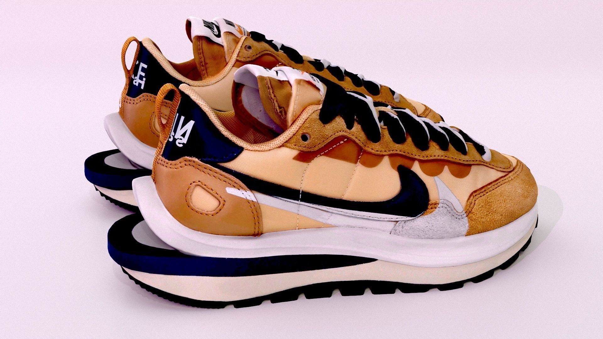 Sacai x nike vapor Waffle sesame and blue Void 3D model_7