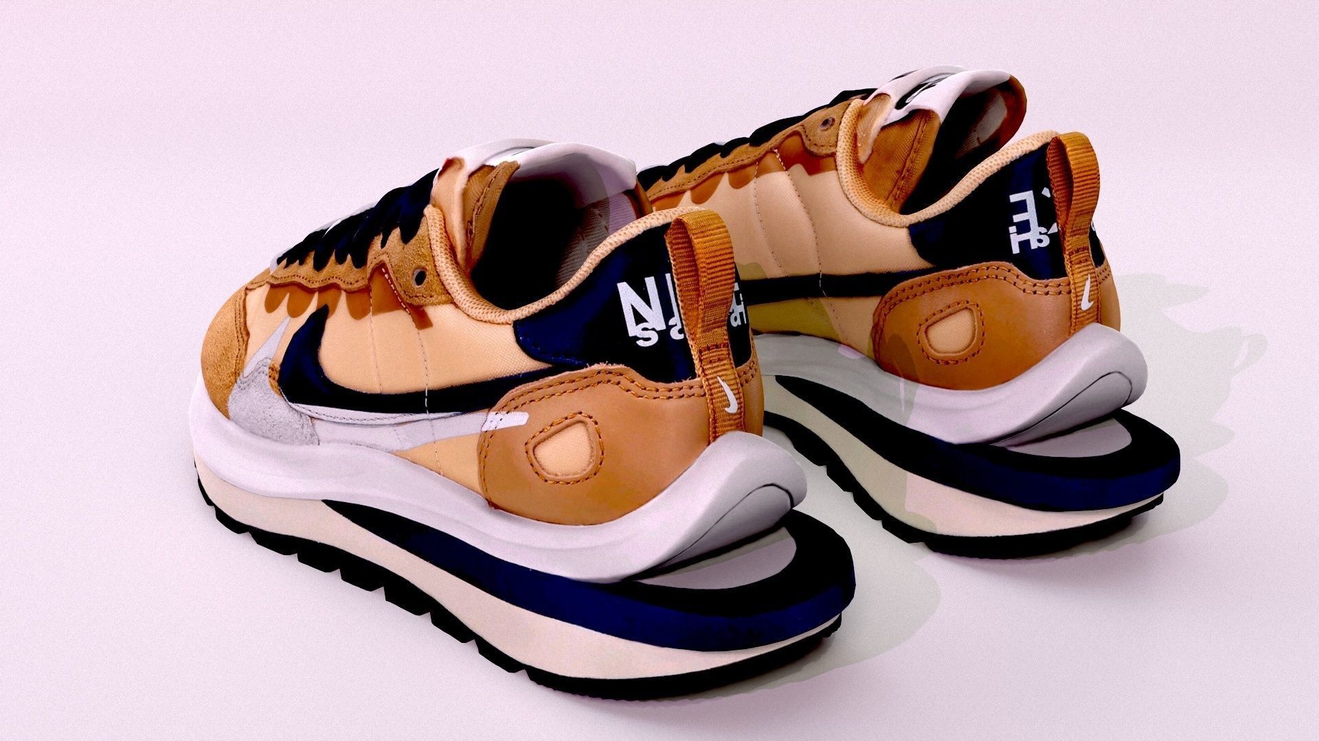 Sacai x nike vapor Waffle sesame and blue Void 3D model_10