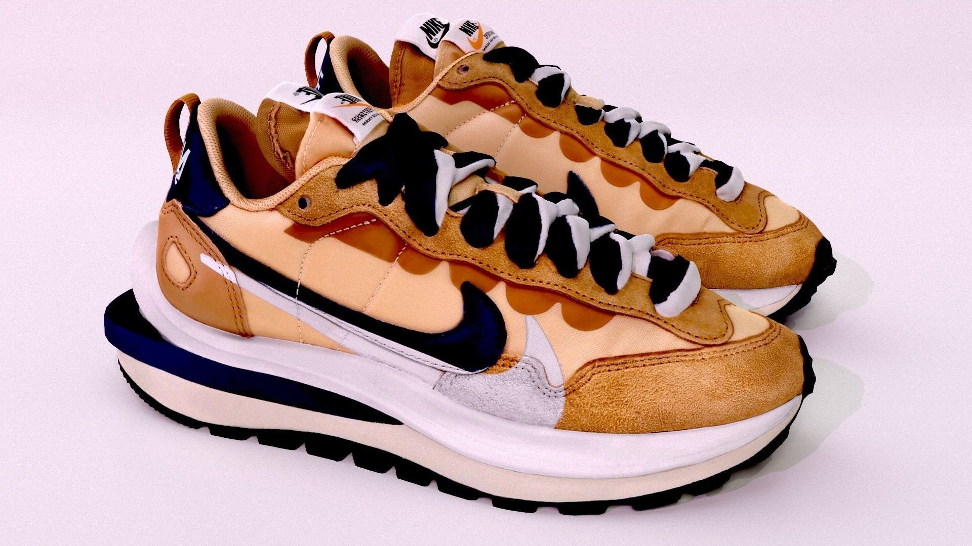 Sacai x nike vapor Waffle sesame and blue Void 3D model_6