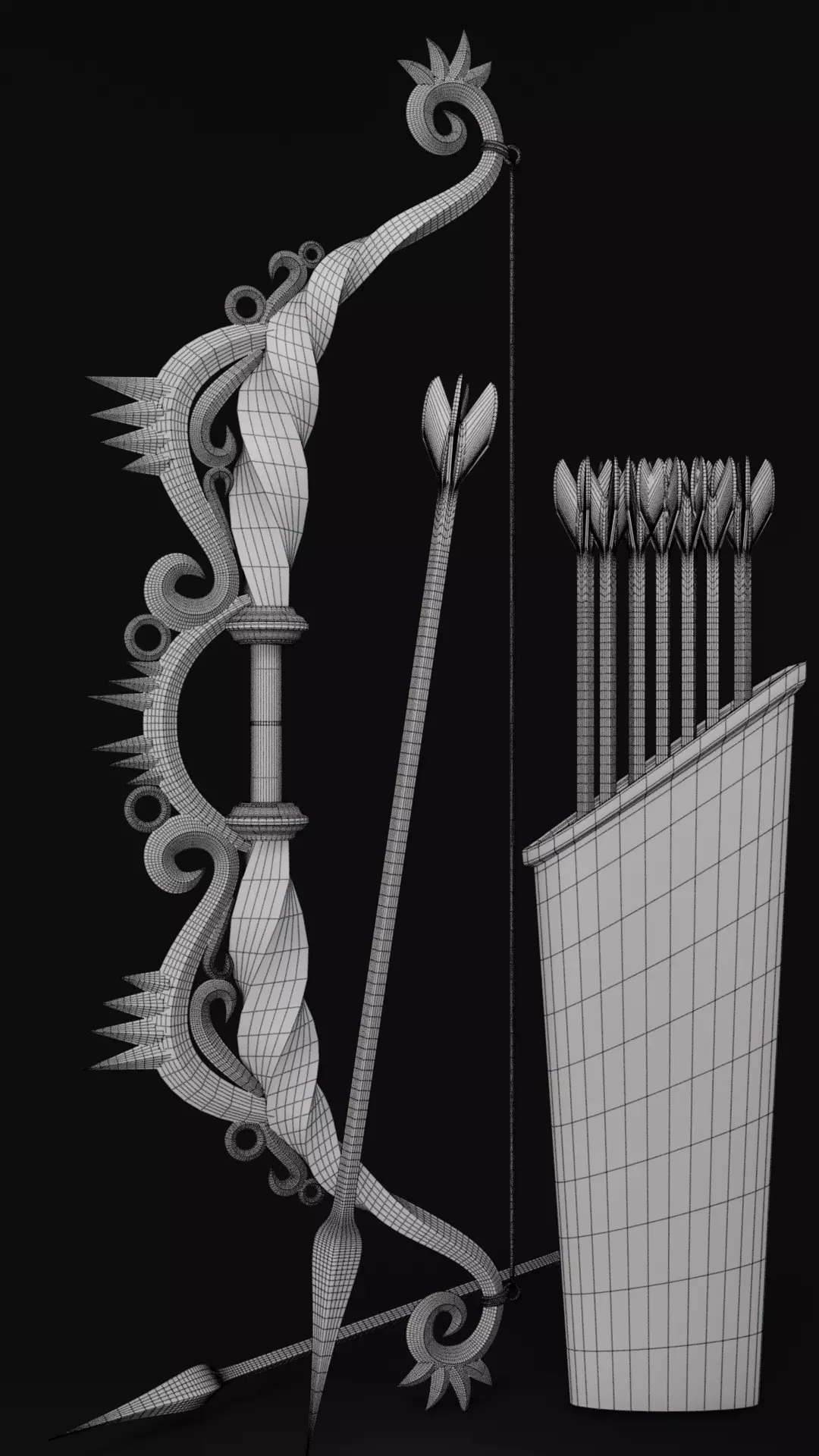 Archer Weapon - Bow Low-poly 3D model textured Low-poly 3D model