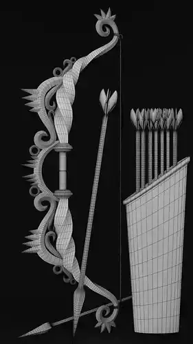 Archer Weapon - Bow Low-poly 3D model textured Low-poly 3D model