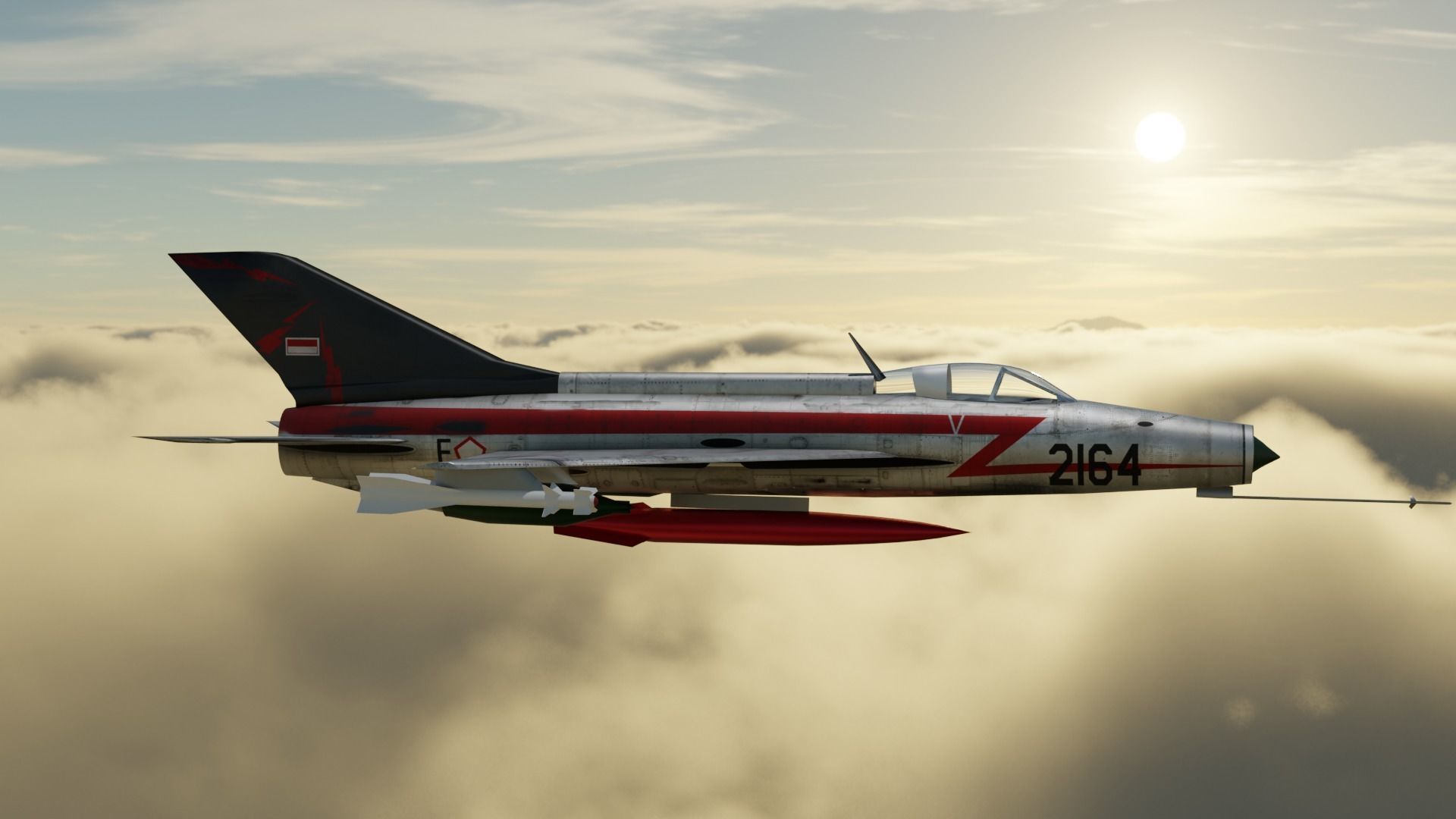 Low Poly MiG 21 F-13 Indonesian Air Force AURI Low-poly 3D model_2