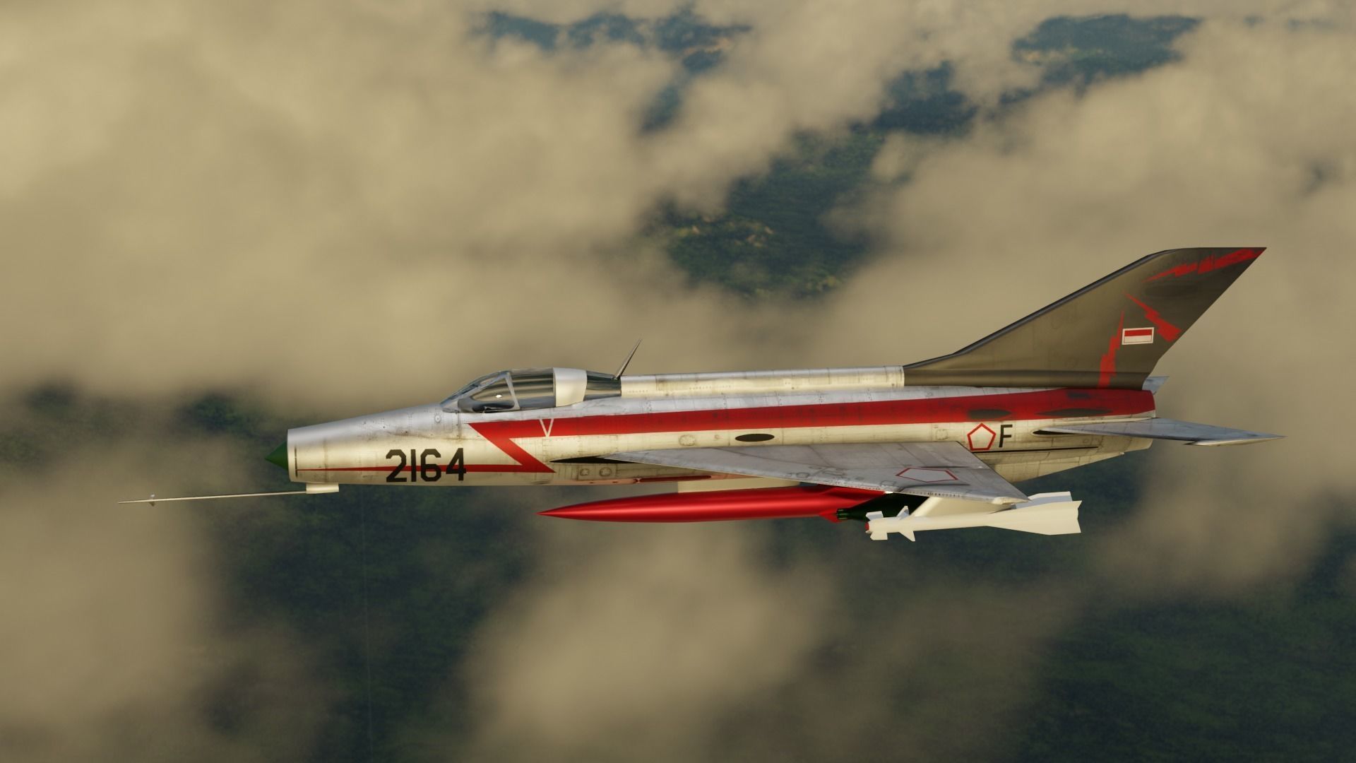 Low Poly MiG 21 F-13 Indonesian Air Force AURI Low-poly 3D model_3