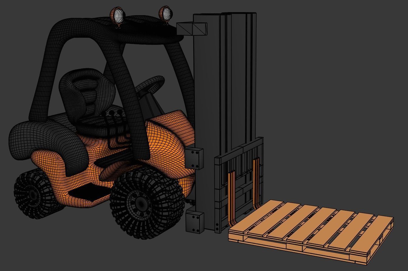 Cartoon Forklift 3D model_7