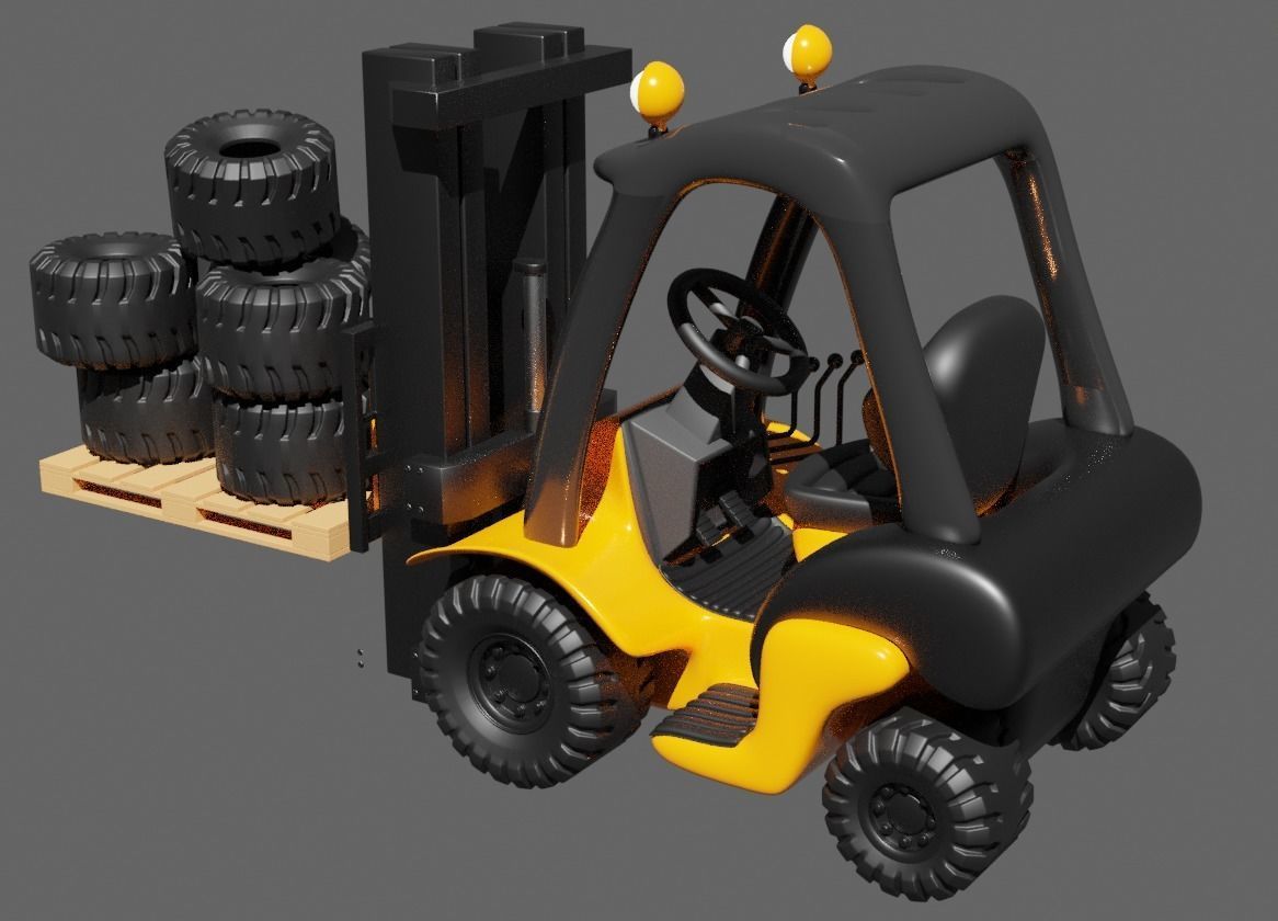Cartoon Forklift 3D model_6