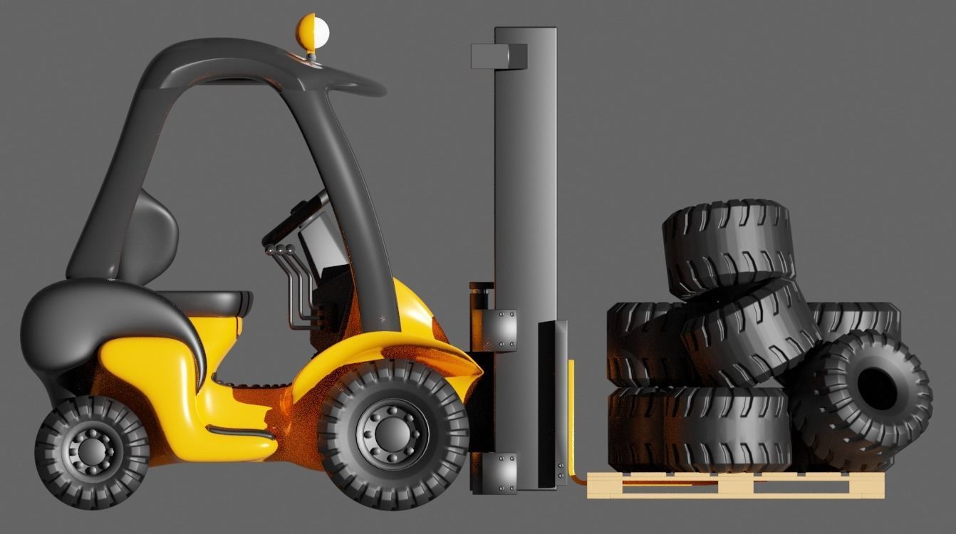 Cartoon Forklift 3D model_5