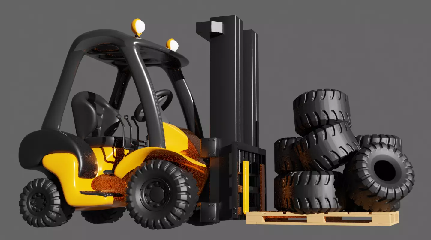 Cartoon Forklift 3D model_0